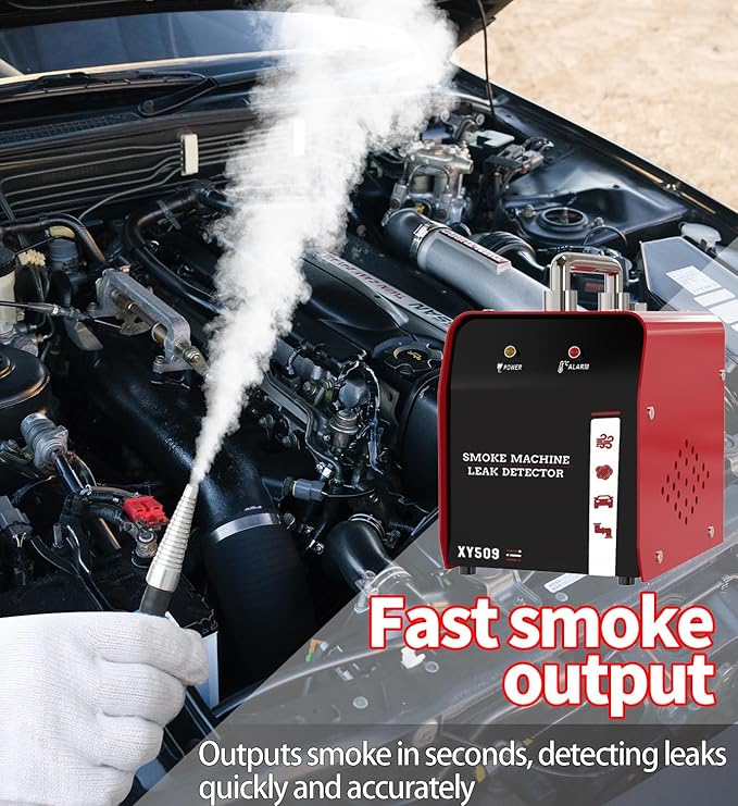 Automotive Smoke Machine Leak Detector, Evap Vacuum Smoke Diagnostic Tester with Built-in Air Compressor, Pipeline Fuel Leakage Detector Compatible with 12V DC Vehicles
