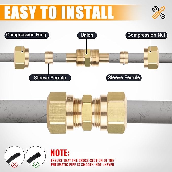 137Pcs Brass DOT Air Brake Line Fittings Assortment Kit,1/4" 1/8" 3/8" 1/2" Compression Air Nylon Tubing Fitting Assortment Repair Kits for Truck or Industrial Air System