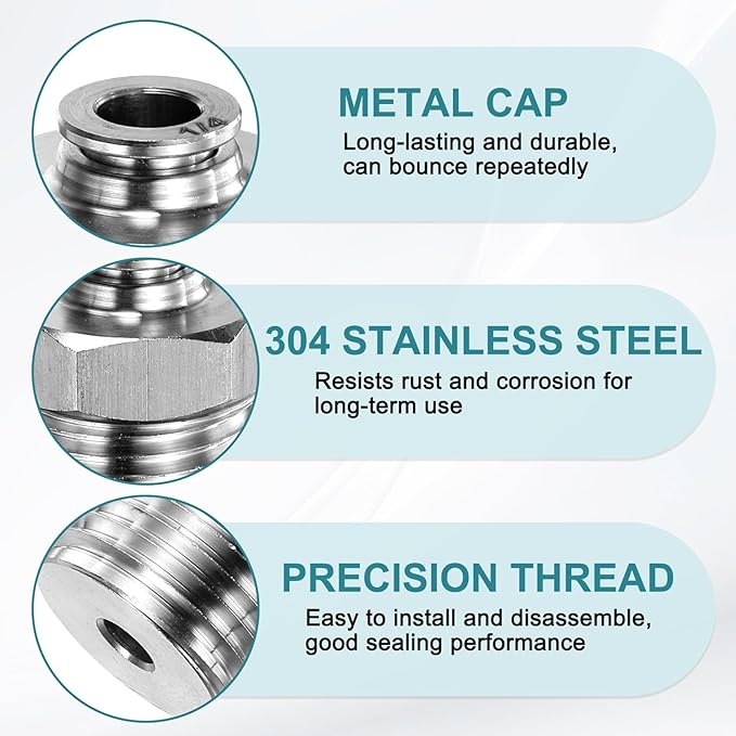 HARFINGTON Push to Connect Fittings 1/4" Tube OD x 1/2" NPT Thread Male Straight Union Fitting 304 Stainless Steel Quick Connect Pneumatic Accessories for Trailers Air Brake System