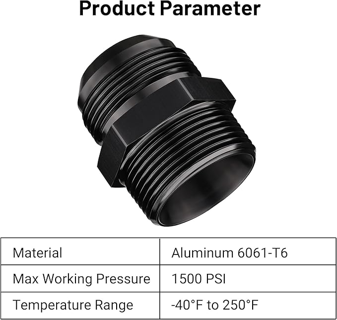 EVIL ENERGY 20AN Male Flare to 1-1/4" NPT Pipe Fitting Adapter Straight Aluminum Black 2PCS