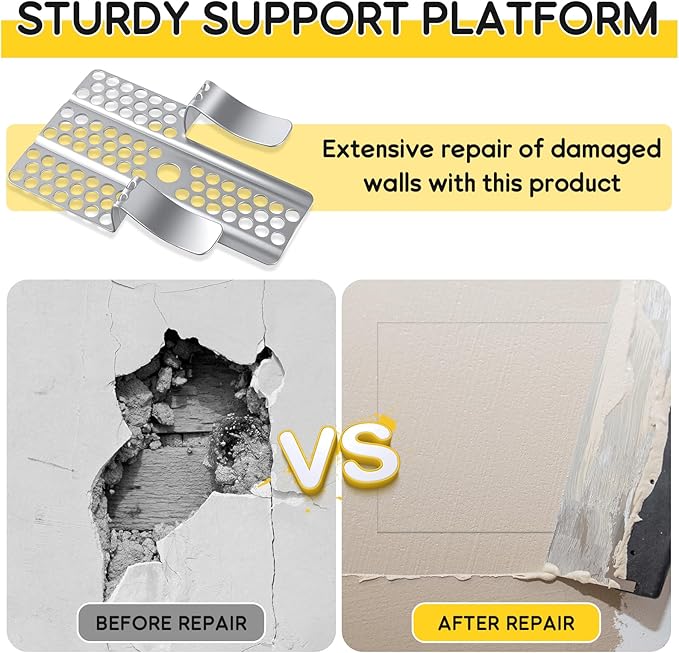 12pcs Drywall Repair Clips, Stainless Steel Wall Patch Clips with 24 Screws, Fits 1/2" Panels, for Damaged Walls Repairing
