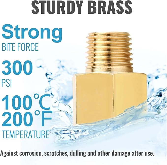 Brass Pipe Fittings 1/2in NPT Male to Female Extension Adapter Durable Solid Brass Plumbing Connectors for Shower Head Tub Spout Plumbing Line 10Pcs