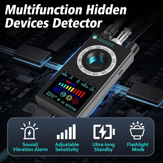 JMDHKK K19 Hidden Camera Detector, Bug Detector, Signal Detector, Spy Camera Finder for Travel, Hotel, Office, and Personal Privacy Protection(Black)