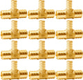 WHK 12 PACK 3/4" X 3/4" X 1/2" PEX Reducing Tee Crimp fittings to apply for Pex B (Lead-Free Brass)
