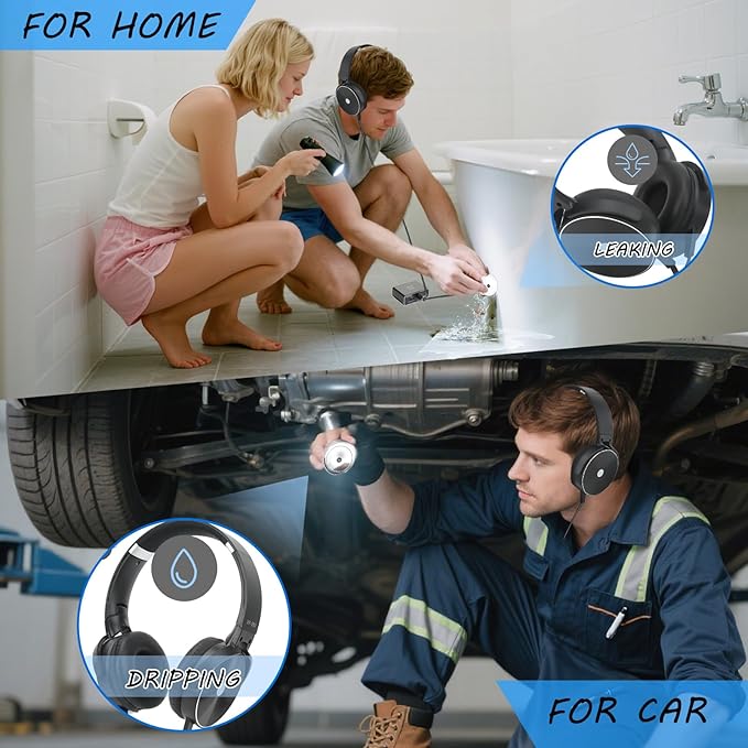 Professional Water Leak Detectors for Home, Water Leak Detection Device, Dual Probe Design, Sound Amplifier for Underground Pipes, Walls, Construction Sites