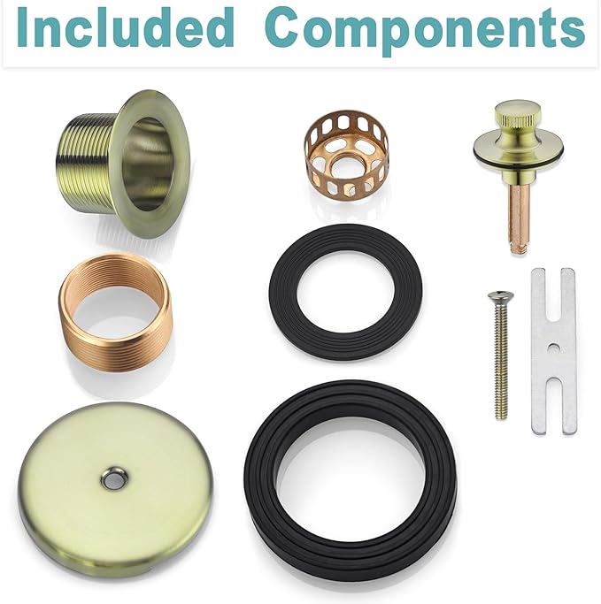 BESTILL Bathtub Drain Kit and Overflow Faceplate, Brushed Gold