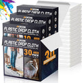 12 x 9 Ft Plastic Sheet Drop Cloths (30-Pack) - Disposable Painter's Sheeting & Tarps for Painting, Waterproof Painting Supplies, Dust Cover for Furniture/Couch/Floor Protection