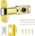 Polished Gold Adjustable Door Latch 60 or 70mm, 45° Turning Angle, Door Lock Replacement Parts with Door Strike Plate, Wood Dowel, Dust-Boxes