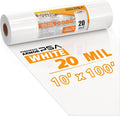 Crawl Space Vapor Barrier, 20 Mil Vapor Barrier, 10'x100', White Plastic Sheeting - Thick Plastic Sheeting, Heavy Duty Polyethylene Film, Drop Cloth Vapor Barrier Covering for Crawl Space, Basement