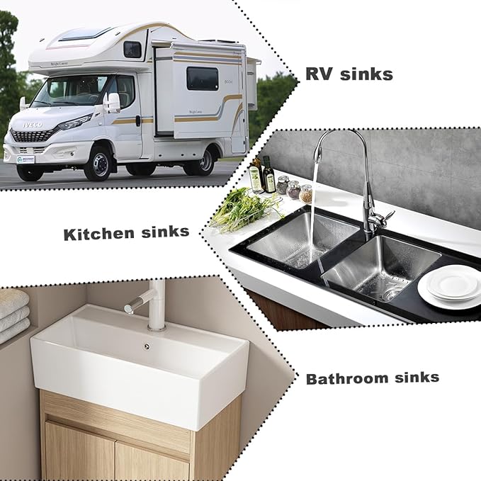 White Flexible Expandable Bathroom P Trap, 1 1/4 to 1 1/2 Sink Drain Adapter Included, Wash Basin Rubber Tips Sink Drain Pipe, Universal Extension Tube for Kitchen Bathroom Sink Sewer Drain