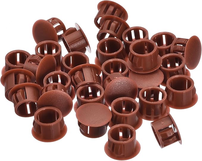 uxcell 13mm(33/64") Plastic Hole Plugs, 36Pcs Flush Type Panel Round Snap in Fastener Knockout Locking Plugs for Furniture Insert End Caps Panels, Red