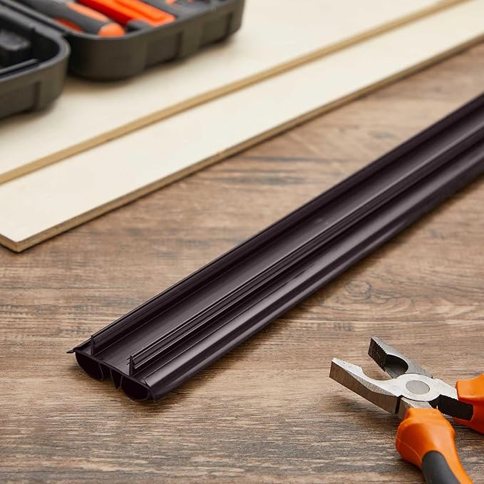 4 Pcs 36" Double Bubble Kerf Door Sweep 1-3/4" Wide Vinyl Weatherstrip Seal for Exterior Doors, Energy Efficient Draft Stopper, Easy Slide in Installation, Blocks Dust/insects/noise (Brown)