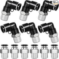 mxuteuk 1/4" Push to Connect Fittings,1/4" OD to 1/4" NPT Air Hose Fittings,1/4" Quick Connect Fitting,Pneumatic Elbow and Straight Combination(12PCS)