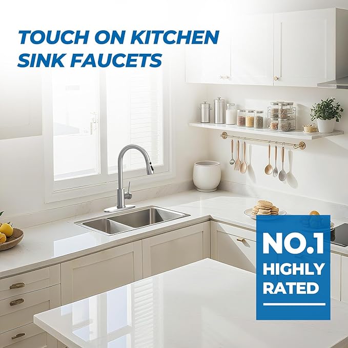 WEWE Black Kitchen Faucet, Kitchen Faucets with Pull Down Sprayer Commercial Stainless Steel Single Handle Single Hole Kitchen Sink Faucet for Farmhouse Camper Laundry Rv Bar