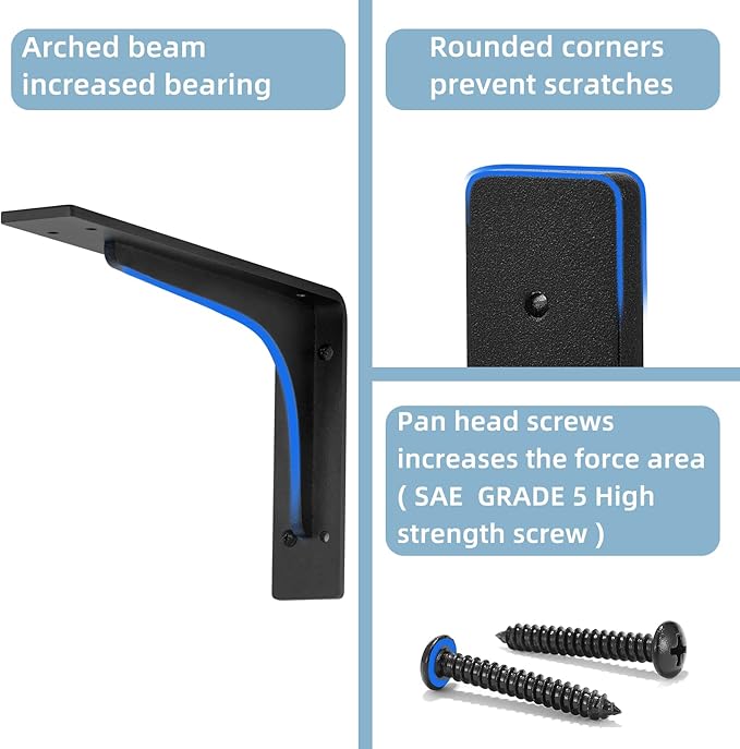 8" x 4.7 "Shelf Bracket ,L Shelf Brackets,max Load 300lbs, Premium Alloy Metal Heavy Duty Shelf Bracket, high Strength Mounting Hardware Included, countertop Support, Pack of 4. (8 INCH x 4.7INCH)