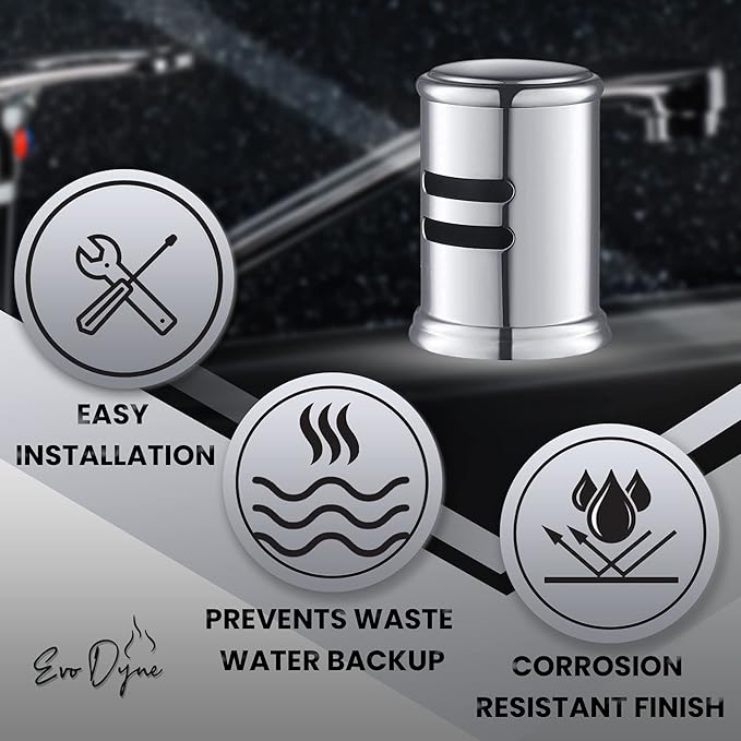 Dishwasher Air Gap (# 72020 - Chrome Kit) | Aftermarket Replacement Compatible with All Major Brands – Durable Chrome and Plastic – Evo Dyne