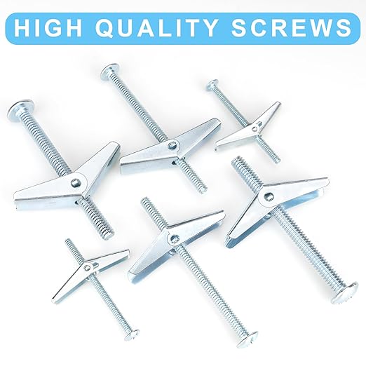25 Pcs 3/16 Inch Heavy Duty Drywall Anchors and Screws,Toggle Bolts and Wing Nuts Set, Hollow Drywall Anchors Bolts Screws Assortment Kit for Hanging Lamps Heavy Items