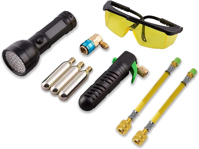Leak Saver Leak Shot Dye Inject Kit - Complete UV Dye Refrigerant Leak Detection Kit for Automotive, Home, Commercial, Marine Air Conditioner, and Refrigeration Systems - Made in The USA