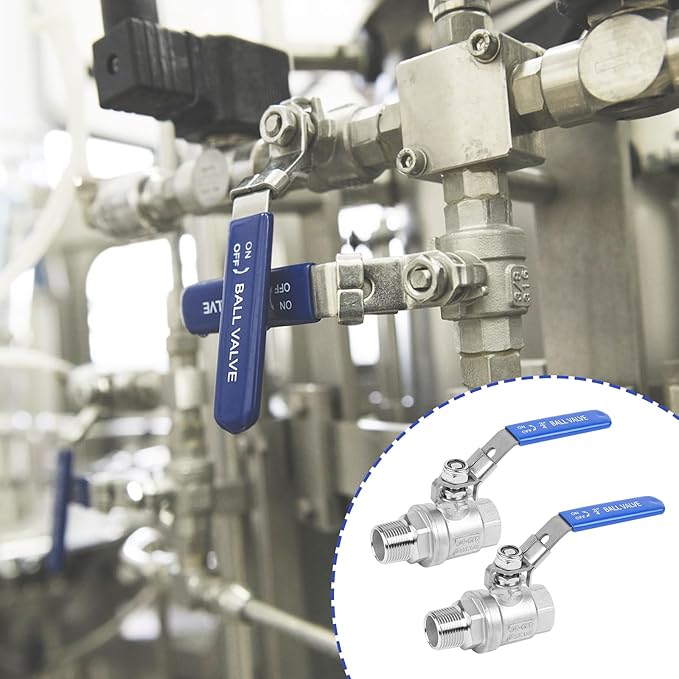 YADIAN 4 Pack Full Port 3/4'' Ball Valve NPT Male x Female Heavy Duty 304 Stainless Steel with Blue Vinyl Insulation Handle and Locking Device for Water, Oil, and Gas, 1000WOG (3/4'' NPT, Pack of 4)
