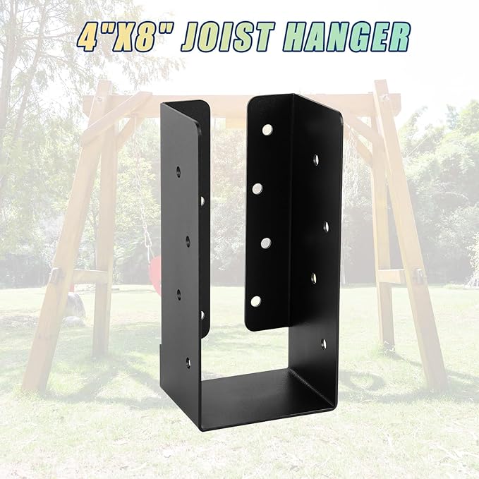 Concealed Joist Hangers, 4 Pcs 4"x8" Outdoor Trim Concealed Flanges, Q235B Steel Powder Coated Concealed Mount Joist Hangers for 4"x8" Beam Swing