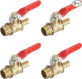 uxcell 2Pcs Brass Water Mini Ball Valve Shut Off Switch, G1/4" Male x 5/16" Hose Barb, 180 Degree Operation Handle, Brass Valve