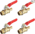 uxcell 4Pcs Brass Water Mini Ball Valve Shut Off Switch, G1/4" Male x 5/16" Hose Barb, 180 Degree Operation Handle, Brass Valve