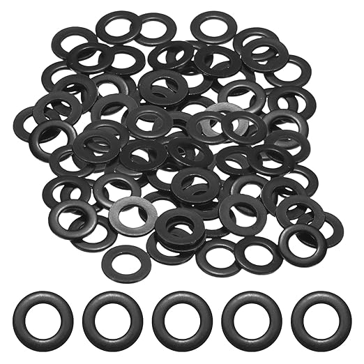 100-Pack M8 Flat Washers, Metric 16mm OD 1.5mm Thick 304 Stainless Steel Washers for Bolts Screws Nuts for Automotive/Machinery/Furniture, Flat Metal Washers [Black Galvanized]