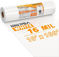 Crawl Space Vapor Barrier, 16 Mil Vapor Barrier, 10'x100', White Plastic Sheeting - Thick Plastic Sheeting, Heavy Duty Polyethylene Film, Drop Cloth Vapor Barrier Covering for Crawl Space, Basement