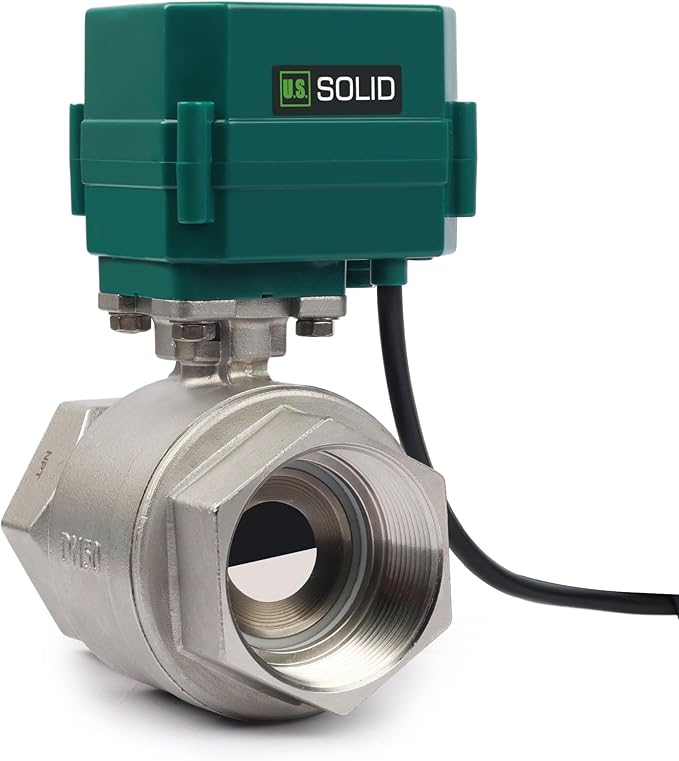 U.S. Solid 2" Motorized Ball Valve with US Plug 110VAC Stainless Steel Electrical Ball Valve,Auto Return, Normally Closed, IP65