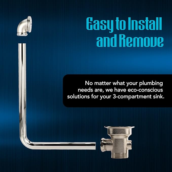Brass Overflow Head, Durable Sink Overflow Head for 3-3.5 Inch Kitchen Sink Drain Openings, Essential Commercial Kitchen Sink Accessories, 1-1/4" NPS, Fits Most 3-Compartment Sinks.