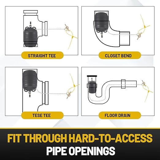 Nuanchu 2 Pieces 4 Inch Inflatable Pipe Ball Plug Pressure Test Rubber Black Plumbing Toilet Drain Test Plug