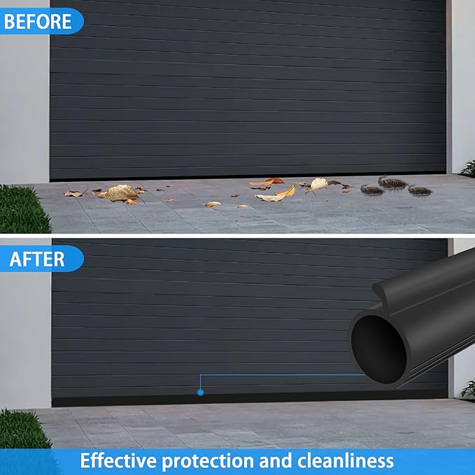 Gaahing 0.19" P-Bulb Garage Door Bottom Seal Strip - Replacement Impact Buffer Weatherstripping, Fits Single Track Overhead Door (9.8 FT, Black)