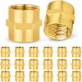 20-PCs HeSun Brass Pipe Fitting, 3/4" NPT Female x 3/4" NPT Female Hex Pipe Adapter