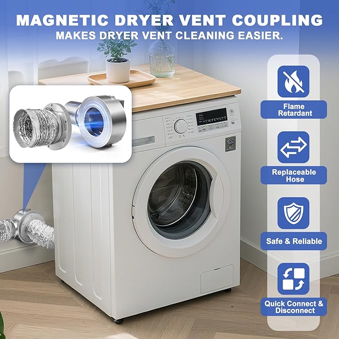 Magnetic Dryer Vent Coupler,Dryer Vent Coupling 90-Degree Elbow,Magnetic Dryer Vent Connector Kit Strong Magnetic Self-connection