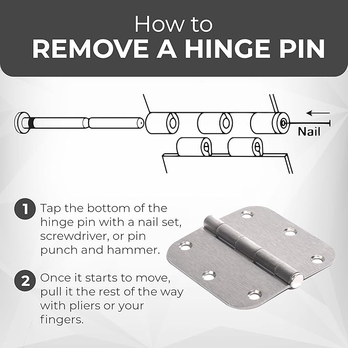 30 Pack Rounded Satin Nickel Door Hinges Matte 3.5 Inch 5/8" Radius Interior 3 1/2 Inch Flat Iron Bifold Residential Standard Bedroom Interior Exterior and Closet Doors 3 ½ x 3 ½" Heavy Duty Hardware