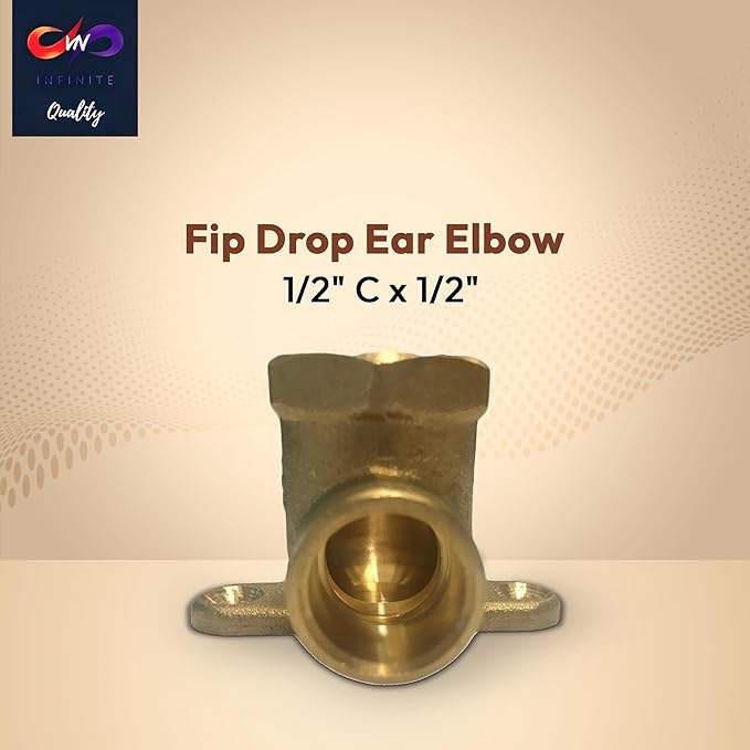 Fip Drop Ear Elbow - 1/2" C x 1/2" Heavy Duty Stress Corrosion Cracking Resistant Brass Elbow Fitting for Plumbing Fitting - Pack of 10