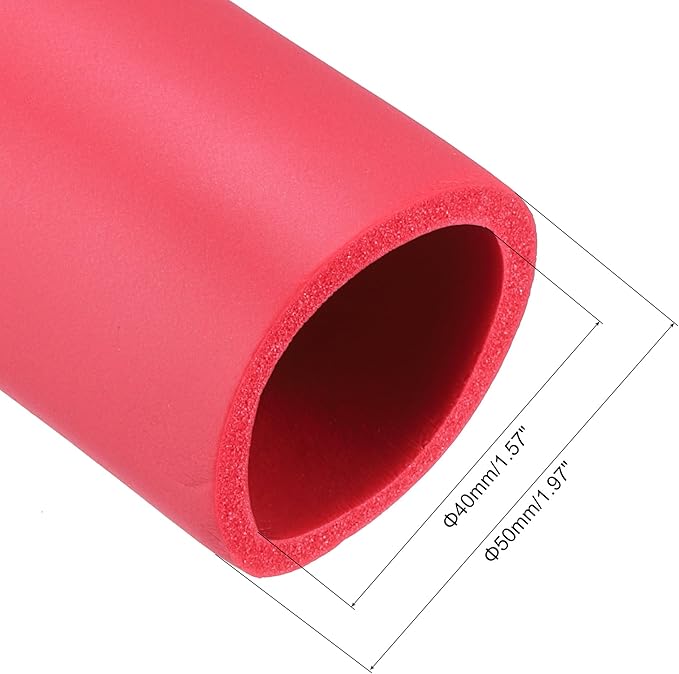 uxcell Foam Tubing for Handle Grip Support, Pipe Insulation, 40mm(1 9/16") ID 50mm(2") OD 1m Length Red