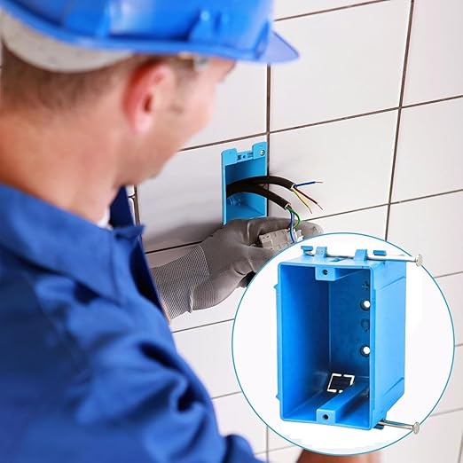 5-Pack-1-Gang PVC Electrical Outlet Box, 18 cu in Blue Switch Box - UL514C & UL263 Listed, Compatible with 7/10, 8/12, 9/14 AWG Wires