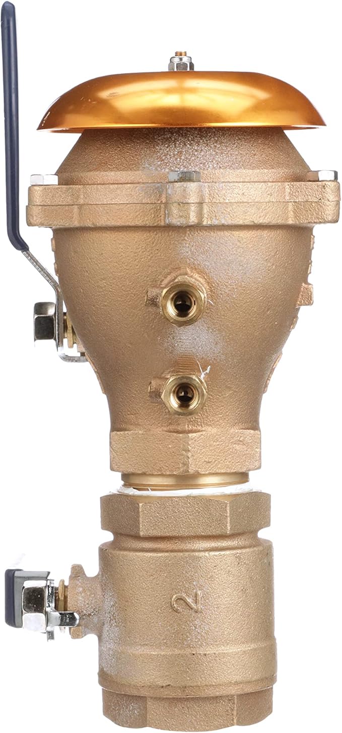 Febco 765 Series 2" Bronze Pressure Vacuum Breaker Backflow Preventer, Quarter Turn Shutoff, NPT Connections, Spring-Loaded Check Valves, Max Pressure 150 psi, Industrial Plant, Irrigation System