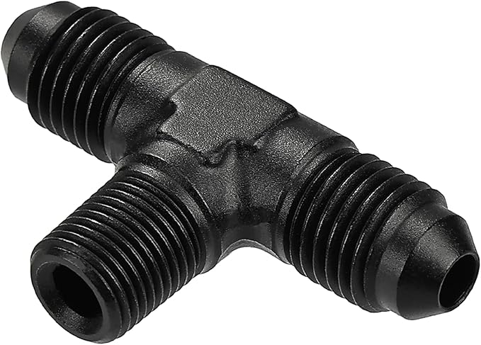 EVIL ENERGY 4AN Tee Male Flare to 1/8 NPT on Side Branch T Fitting Adapter Aluminum Black