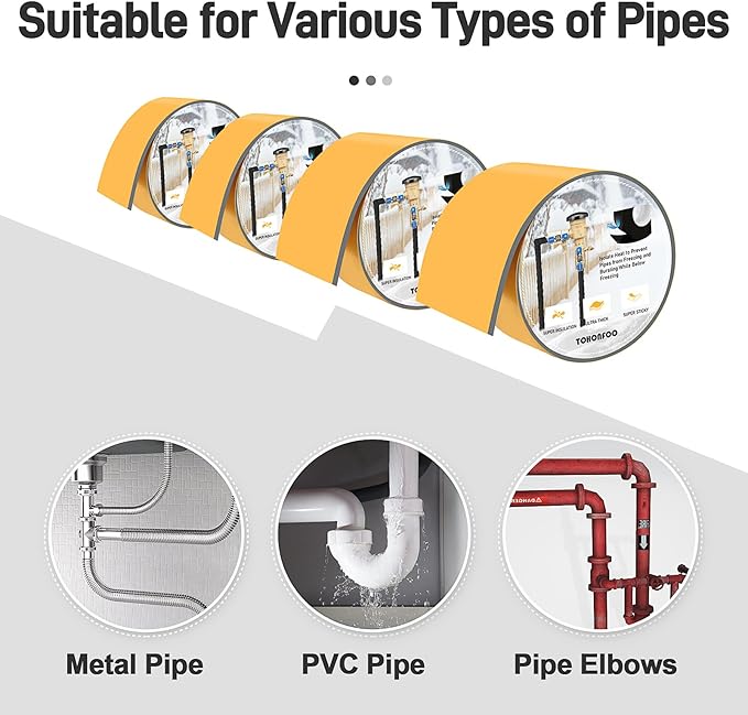 Pipe Insulation Tape, Foam Insulation Tape for Outdoor Pipes Winter Freeze Protection, Foam Pipe Insulation Wrap, Heat Tape for Water Pipes, Copper Pipes, PVC, AC Line, 2in x 15ft, Grey