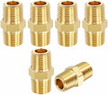 1 Pack Brass Pipe Fittings, 1/8" NPT Male to 1/8" NPT Male Brass Hex Nipple, Male Pipe Adapter Reducer for Air, Oil, LP