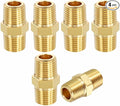 4 Pack Brass Pipe Fittings, 1/8" NPT Male to 1/8" NPT Male Brass Hex Nipple, Male Pipe Adapter Reducer for Air, Oil, LP