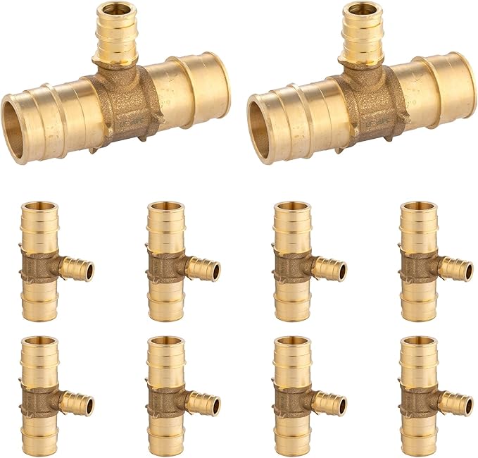 10-Pack HeSun PEX-A Fitting, 1"x1"x1/2" Expansion Tee, PEX Expansion Fitting Tee, ASTM F1960(PEX1960049-10)