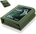 HIRALIY 20 Mil Heavy Duty Waterproof Tarp, 16x20ft Green Tarpaulin with Reinforced Webbing Loops, Multipurpose Oxford Fabric Tarp for Firewood, Roof, Camping, Pool