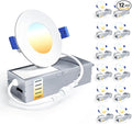Ensenior 12 Pack 3 Inch LED Recessed Ceiling Light, Dimmable, 2700K-5000K 5CCT, 500LM 6W 120V, High Brightness Canless Wafer Downlight - ETL&FCC&IC