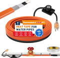 3~100FT Heat Tape for Water Pipes, UL & ETL Certified 9 FT Self-Regulating Pipe Heating Cable with Thermostat for Pipe Freeze Protection, Waterproof Heat Tape for Metal and Plastic Pipes