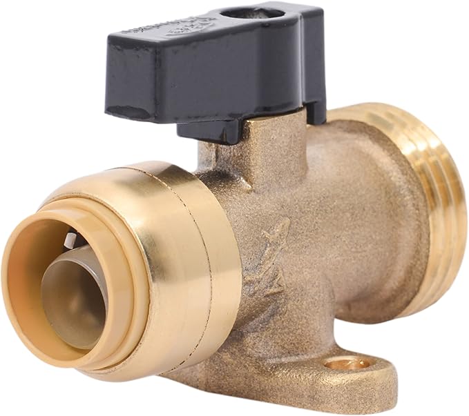 SharkBite 1/2 Inch x 3/4 Inch MHT Washing Machine Straight Valve, Push to Connect Brass Plumbing Fitting, PEX Pipe, Copper, CPVC, PE-RT, HDPE, 25559LF