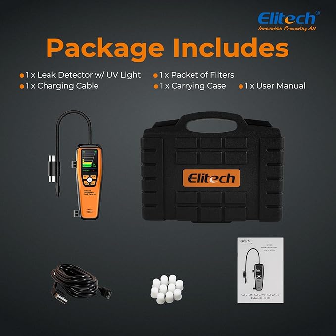 Elitech HVAC Refrigerant Leak Detector 10 Yrs Infrared Sensor Life Halogen Freon Sniffer, Air Conditioning Detection, Automotive Gas Finder, R22 R410A R134A R1234YF CFCs HCFCs HFCs, ILD-300