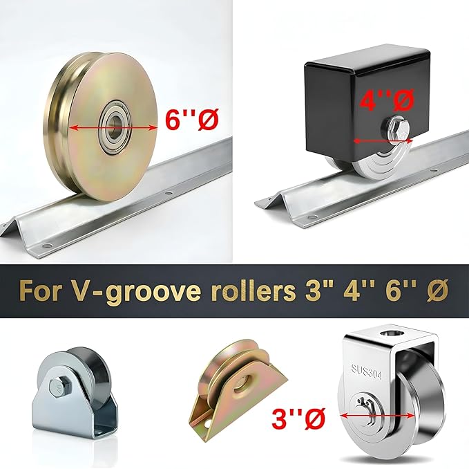 9 FT Heavy Duty Extra Wide V-Track (3FT×3), Compatible with 4" & 6" Large V-Groove Rollers for Smooth Sliding Without Hitting Anchor Bolts Includes Hammer Drive in Anchors for Sliding Gates Driveway